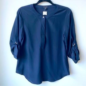 Ann Taylor BRAND NEW 100% Silk Navy Long Sleeve Blouse, NWT, Size Small